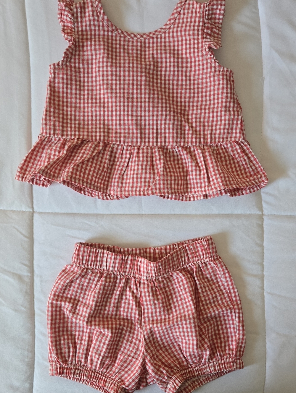 Carter's Pink Gingham Ruffle Tank & Shorts Set